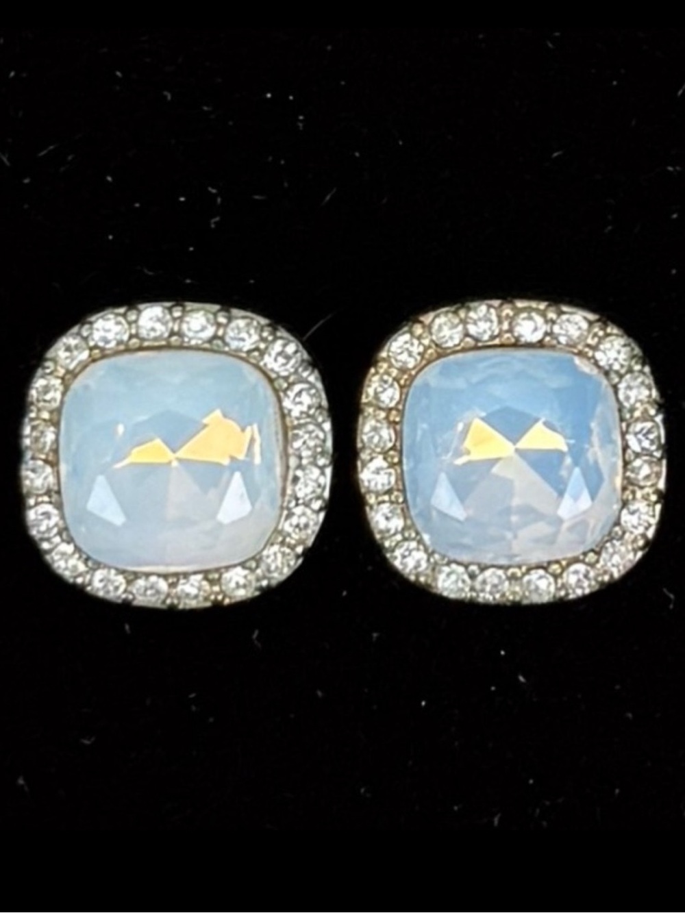 Vintage iridescent bling Stud Pierced Earrings